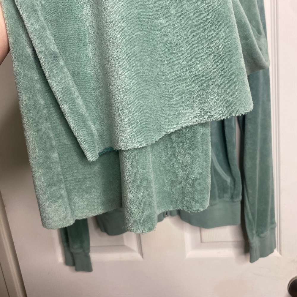 Vintage Juicy Couture Teal Velour Hoodie and Pants Set - Picture 8 of 13